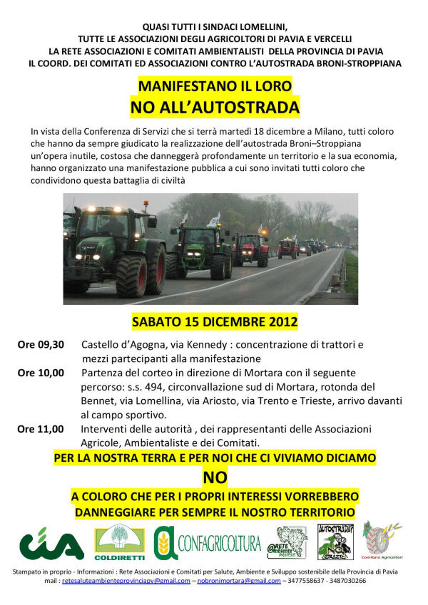 Manifestazione Autostrada Broni Mortara